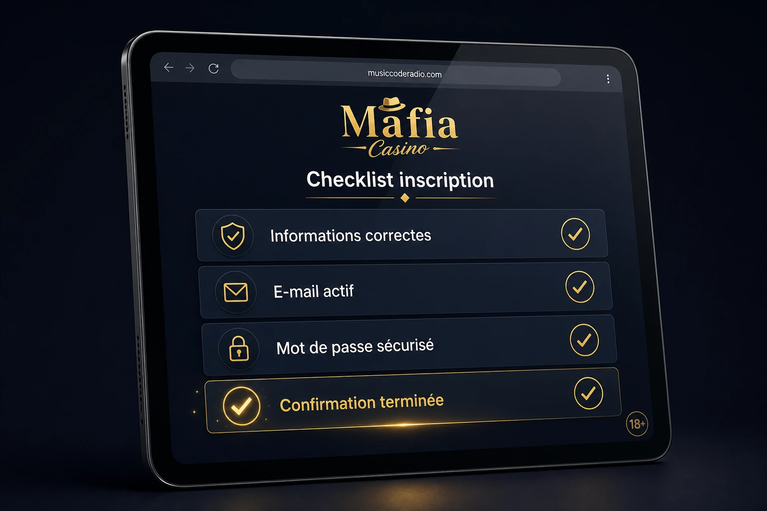 Checklist avant de terminer votre inscription